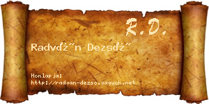 Radván Dezső névjegykártya