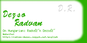 dezso radvan business card